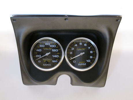 67-68 Camaro 2-Hole Black Classic Dash with Carbon Fiber Autometer 5" Speedo & Tach